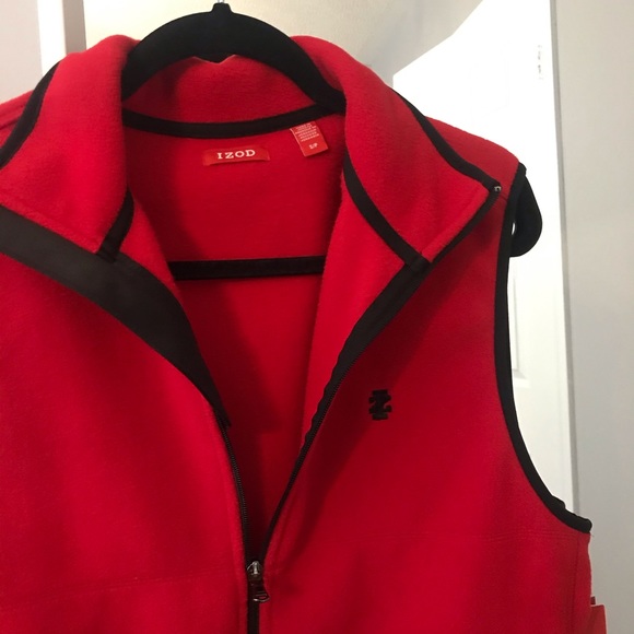 Izod NWT Red Fleece Zip Up Vest - Picture 2 of 6
